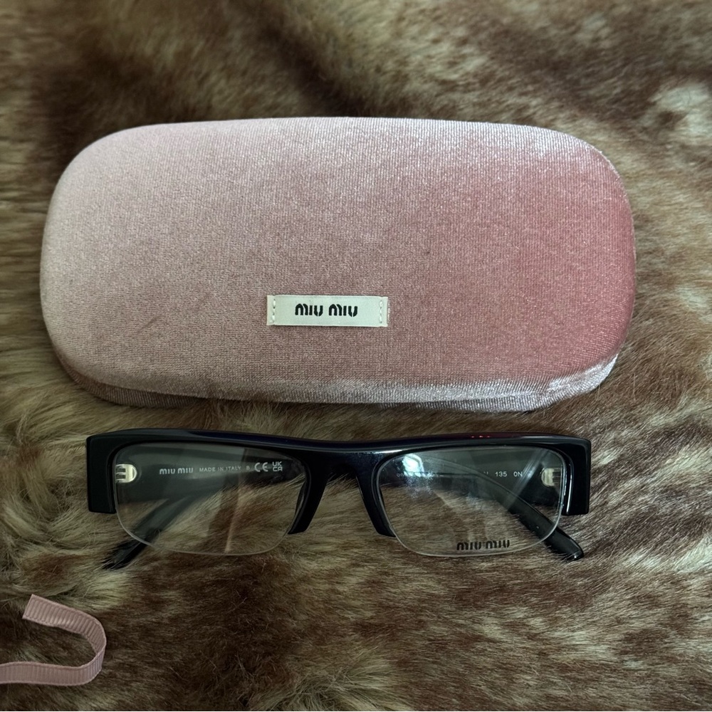 Miu Miu Black Eyeglasses with Pink Velvet Case